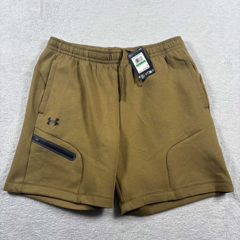 Under Armour Unstoppable 7" Shorts Mens L Green Fleece Sports Moisture Wicking‎